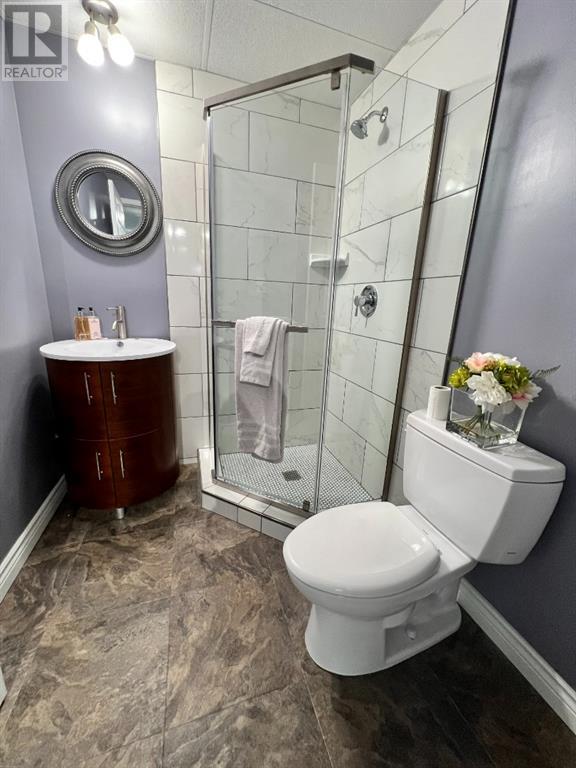 Grande Prairie Mission Heights family home — basement bathroom with walk-in shower